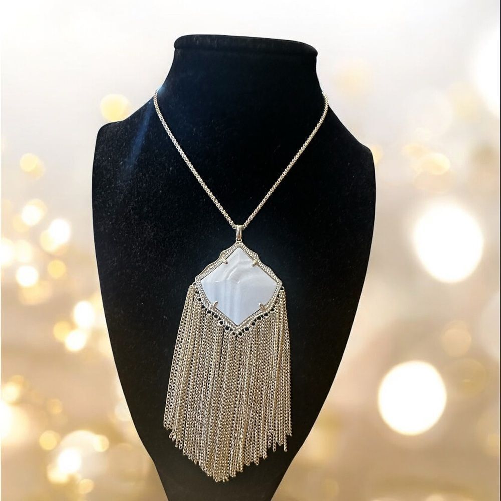 Kendra Scott Kingston Gold Fringe mother of Pearl necklace